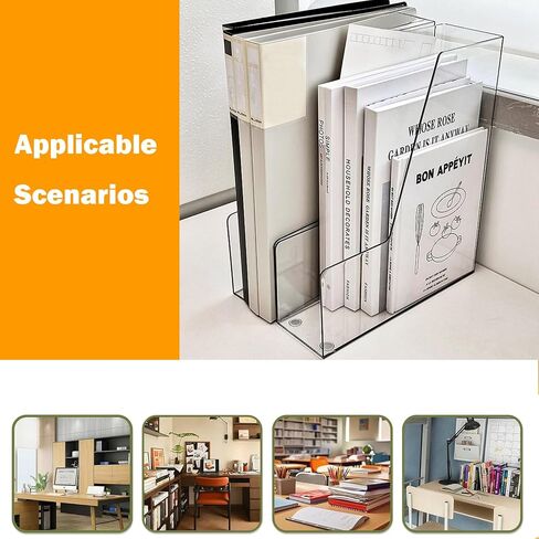 Clear Magazine Holder, 2-Pack PET Document Holder for Desk, Vertical File Organizer for Desk, Clear Plastic Desk Organizer Bins Holding for Magazines, Binders, Notebooks, Envelopes (Clear) in Saudi Arabia