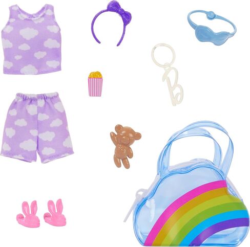 Barbie Clothes and Accessories, Deluxe Keychain Donut Bag with Pink Sprinkle Dress and Candy Themed Accessories for Barbie Dolls in Saudi Arabia