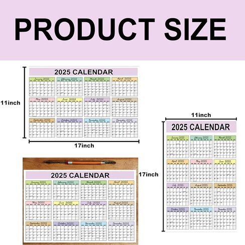 2025 Full Desk Calendar 2 Sided Vertical/Horizontal Reversible 11 x 17 Inch 12 Month Calendar Planner Cards 3 Sheets in Saudi Arabia