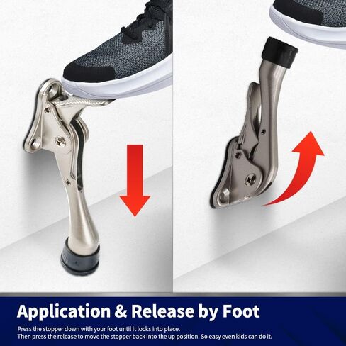 HOME&I One Touch Easy Pedal Door Stop Stopper Height Adjustable Kick Down Door Stop with Rubber Tip Spring Lever Screw Type (Black, 4 Inch x 1 Pack) in Saudi Arabia