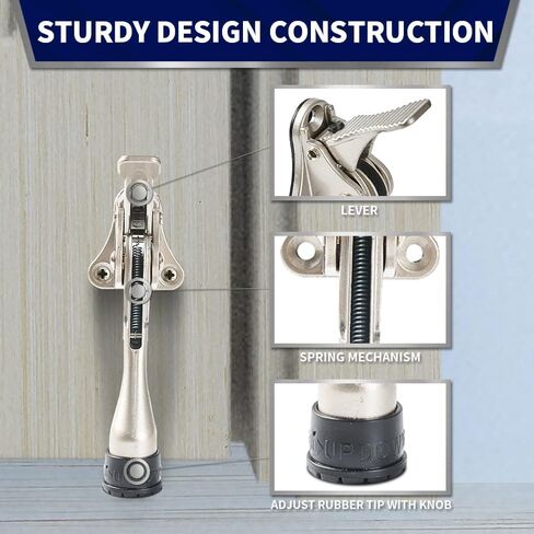 HOME&I One Touch Easy Pedal Door Stop Stopper Height Adjustable Kick Down Door Stop with Rubber Tip Spring Lever Screw Type (Black, 4 Inch x 1 Pack) in Saudi Arabia