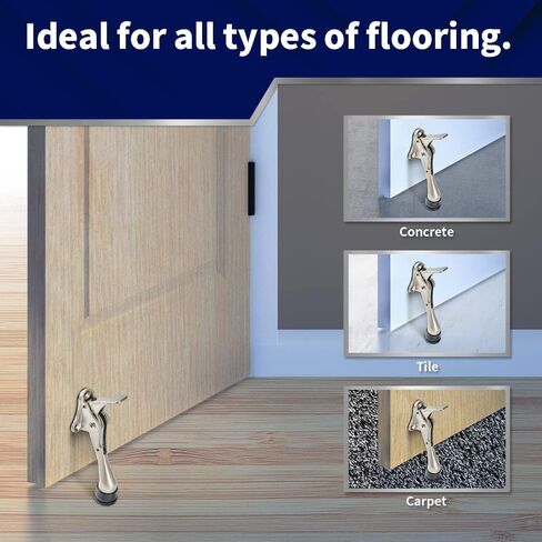 HOME&I One Touch Easy Pedal Door Stop Stopper Height Adjustable Kick Down Door Stop with Rubber Tip Spring Lever Screw Type (Black, 4 Inch x 1 Pack) in Saudi Arabia