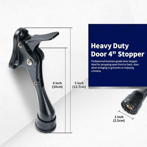 HOME&I One Touch Easy Pedal Door Stop Stopper Height Adjustable Kick Down Door Stop with Rubber Tip Spring Lever Screw Type (Black, 4 Inch x 1 Pack) in Saudi Arabia