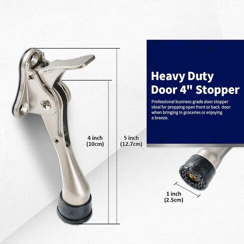 HOME&I One Touch Easy Pedal Door Stop Stopper Height Adjustable Kick Down Door Stop with Rubber Tip Spring Lever Screw Type (Black, 4 Inch x 1 Pack) in Saudi Arabia