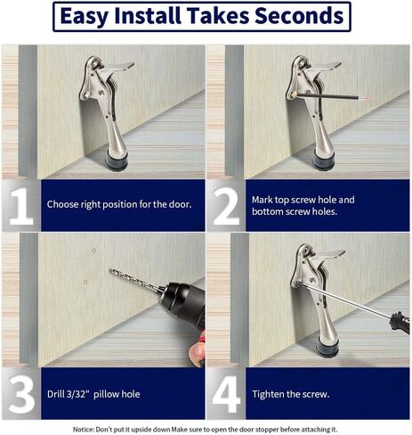 HOME&I One Touch Easy Pedal Door Stop Stopper Height Adjustable Kick Down Door Stop with Rubber Tip Spring Lever Screw Type (Black, 4 Inch x 1 Pack) in Saudi Arabia