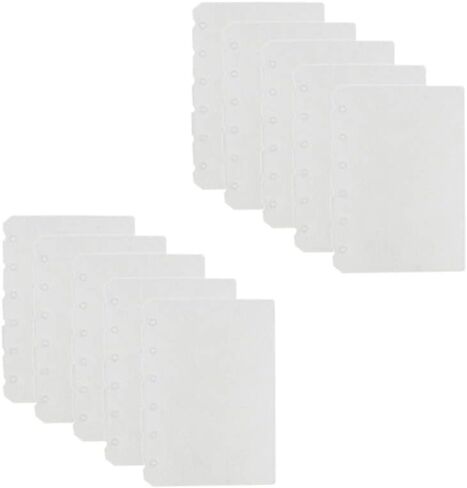 Suillty 6 Holes Transparent Frosted PVC Binder Pages Paper Sheet Dividers Insertable Cards Index Page Tab for Notebook Notepad Journal Diary Planner Memo(A6,10Pack) in Kuwait