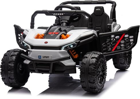 Elevon 24V Kids Ride on UTV Car، لعبة كهربائية بمقعدين للأطفال مع جهاز تحكم عن بعد للوالدين، مساحة تخزين خلفية، ضوء LED، بلوتوث، ألعاب ركوب تعمل بالبطارية للأطفال الكبار 3-8 (بني) in Kuwait