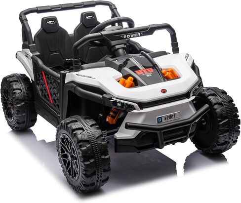 Elevon 24V Kids Ride on UTV Car، لعبة كهربائية بمقعدين للأطفال مع جهاز تحكم عن بعد للوالدين، مساحة تخزين خلفية، ضوء LED، بلوتوث، ألعاب ركوب تعمل بالبطارية للأطفال الكبار 3-8 (بني) in Kuwait