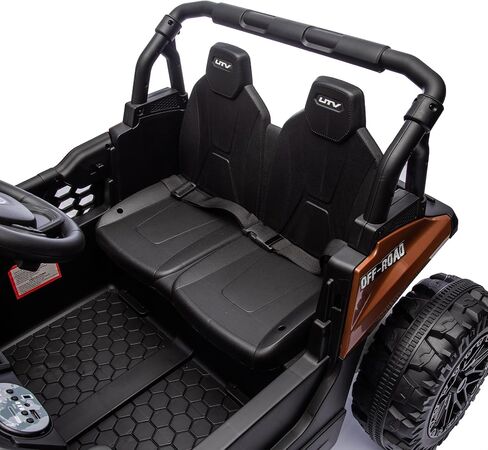 Elevon 24V Kids Ride on UTV Car، لعبة كهربائية بمقعدين للأطفال مع جهاز تحكم عن بعد للوالدين، مساحة تخزين خلفية، ضوء LED، بلوتوث، ألعاب ركوب تعمل بالبطارية للأطفال الكبار 3-8 (بني) in Saudi Arabia