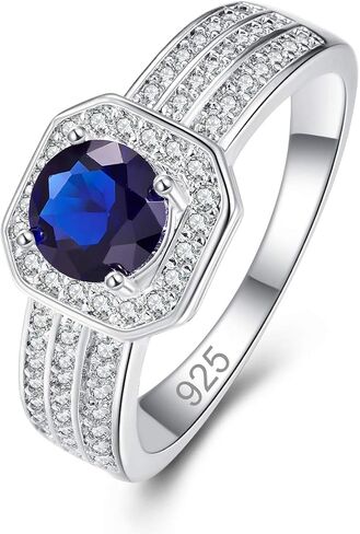 Silver Plated Sparkling Round Cut Created Rainbow Topaz CZ Cubic Zirconia Filled Halo Wedding Engagement Band Women's Ring for Mom Bridal Lover 8# in Saudi Arabia
