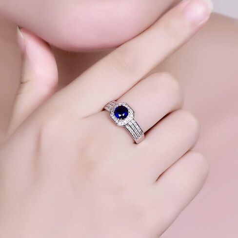 Silver Plated Sparkling Round Cut Created Rainbow Topaz CZ Cubic Zirconia Filled Halo Wedding Engagement Band Women's Ring for Mom Bridal Lover 8# in Saudi Arabia