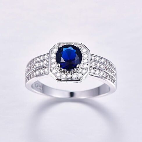 Silver Plated Sparkling Round Cut Created Rainbow Topaz CZ Cubic Zirconia Filled Halo Wedding Engagement Band Women's Ring for Mom Bridal Lover 8# in Saudi Arabia