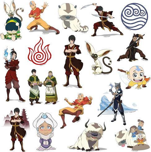 Avatar The Last Airbender 50ct Vinyl Large Deluxe Stickers Variety Pack - Laptop, Water Bottle, Scrapbooking, Tablet, Skateboard, Indoor/Outdoor - Set of 50 in Saudi Arabia
