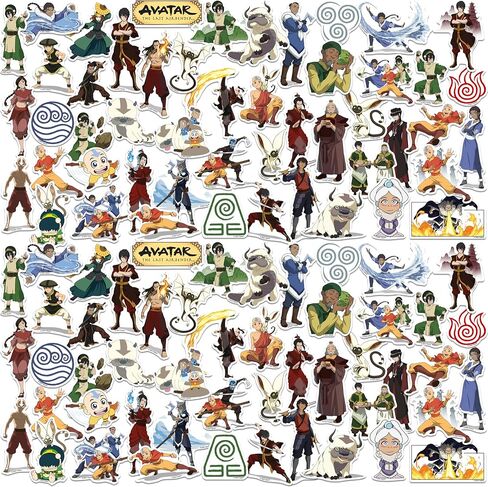 Avatar The Last Airbender 50ct Vinyl Large Deluxe Stickers Variety Pack - Laptop, Water Bottle, Scrapbooking, Tablet, Skateboard, Indoor/Outdoor - Set of 50 in Saudi Arabia