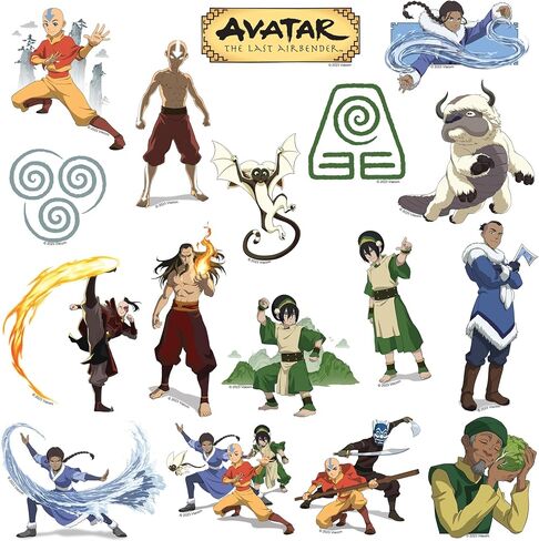 Avatar The Last Airbender 50ct Vinyl Large Deluxe Stickers Variety Pack - Laptop, Water Bottle, Scrapbooking, Tablet, Skateboard, Indoor/Outdoor - Set of 50 in Saudi Arabia