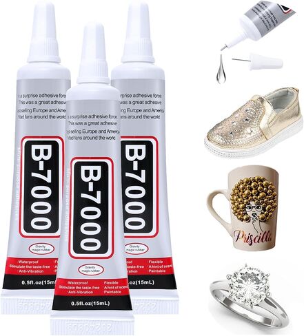 3PCS B7000 Jewelry Glue for Jewelry Making, FITTDYHE 15ML/0.5fl oz Clear Glue DIY Craft Glue Rhinestones Glue, Waterproof Stong Bond Adhesive Glue for Phone Repair Nail Art Shoes Fabric Metal Glass in Kuwait