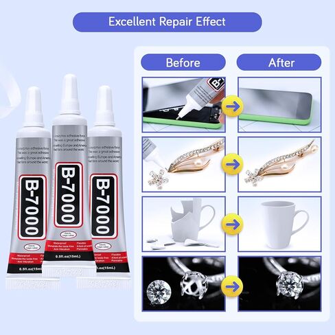 3PCS B7000 Jewelry Glue for Jewelry Making, FITTDYHE 15ML/0.5fl oz Clear Glue DIY Craft Glue Rhinestones Glue, Waterproof Stong Bond Adhesive Glue for Phone Repair Nail Art Shoes Fabric Metal Glass in Kuwait