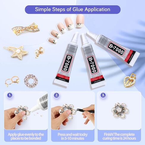 3PCS B7000 Jewelry Glue for Jewelry Making, FITTDYHE 15ML/0.5fl oz Clear Glue DIY Craft Glue Rhinestones Glue, Waterproof Stong Bond Adhesive Glue for Phone Repair Nail Art Shoes Fabric Metal Glass in Kuwait