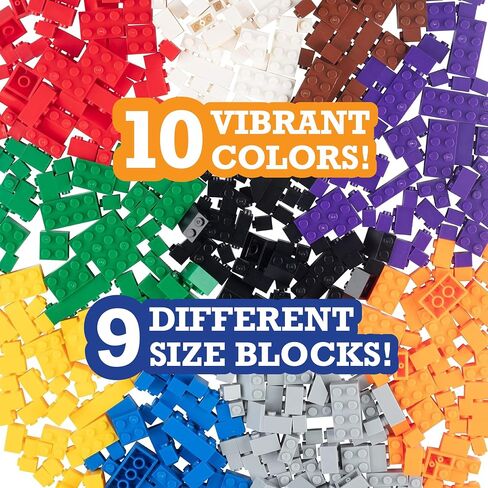 SCS Direct Building Block Bricks - 1000 Pc Bulk Set of Unique Clear Color with 54 Roof Pieces - Compatible and Tight Fit with All Major Brands-Great for Activity Tables, Creativity & School Projects in Saudi Arabia