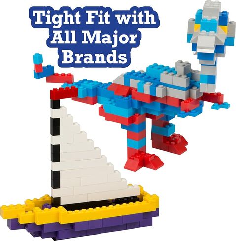 SCS Direct Building Block Bricks - 1000 Pc Bulk Set of Unique Clear Color with 54 Roof Pieces - Compatible and Tight Fit with All Major Brands-Great for Activity Tables, Creativity & School Projects in Saudi Arabia