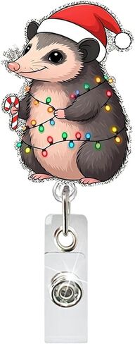Christmas Badge Reel Cute Elk Retractable Alligator Clip with Christmas Lights Designs Acrylic Holiday Badge Reels Christmas Reindeer Badge Holder for Nurse Doctor Office Worker in Saudi Arabia