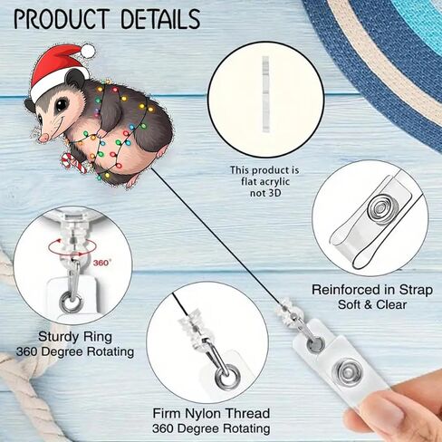 Christmas Badge Reel Cute Elk Retractable Alligator Clip with Christmas Lights Designs Acrylic Holiday Badge Reels Christmas Reindeer Badge Holder for Nurse Doctor Office Worker in Saudi Arabia