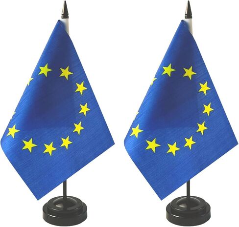 2 حزمة من أعلام مكتب الاتحاد الأوروبي، علم قابل للاتحاد الأوروبي، ديكورات الاتحاد الأوروبي، علم مؤتمر الاتحاد الأوروبي، أعلام الاتحاد الأوروبي، 18 × 5.5 بوصة - ألوان زاهية ومقاومة للبهتان in Kuwait