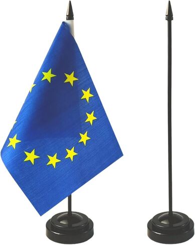 2 حزمة من أعلام مكتب الاتحاد الأوروبي، علم قابل للاتحاد الأوروبي، ديكورات الاتحاد الأوروبي، علم مؤتمر الاتحاد الأوروبي، أعلام الاتحاد الأوروبي، 18 × 5.5 بوصة - ألوان زاهية ومقاومة للبهتان in Kuwait