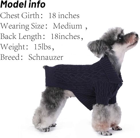 Lapel Knitted Dog Sweater Winter Coat Apparel Classic Knit Pet Clothes (Navy L) in Saudi Arabia