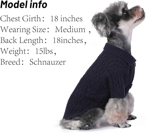 Lapel Knitted Dog Sweater Winter Coat Apparel Classic Knit Pet Clothes (Navy L) in Saudi Arabia