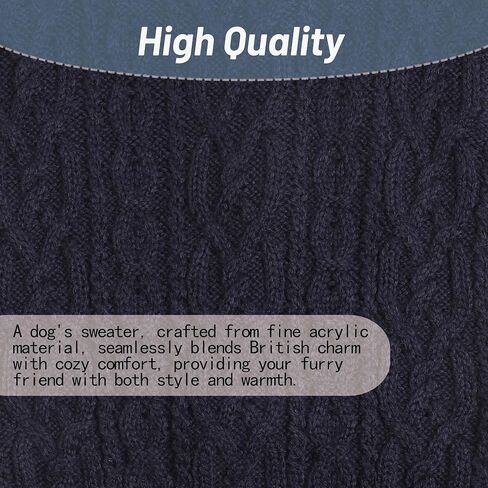 Lapel Knitted Dog Sweater Winter Coat Apparel Classic Knit Pet Clothes (Navy L) in Saudi Arabia