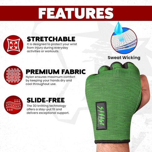 BeSAVAGE Compression Sleeves Boxing Hand Wraps Elastic Quick Wraps Fist Protection Handwraps Boxing Gloves for Women Men MMA Muay Thai Training Gear in Kuwait