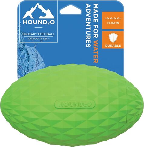 ألعاب Hound2O للكلاب - كرة قدم تصدر صوت صرير، باللون الأخضر - لعبة قوية وجذابة وتفاعلية لجميع السلالات - مضغ، مطاردة، وجلب - مواد متينة غير سامة تطفو - سهلة التنظيف للعب في الهواء الطلق in Kuwait