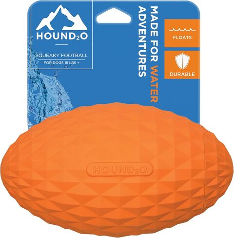 Hound2O Outdoor Dog Toys - Squeaky Football, Yellow - Tough, Engaging, Interactive Toy for All Breeds- Chew, Chase, & Fetch - Durable Non-Toxic Materials That Float - Easy to Clean for Outdoor Play in Kuwait