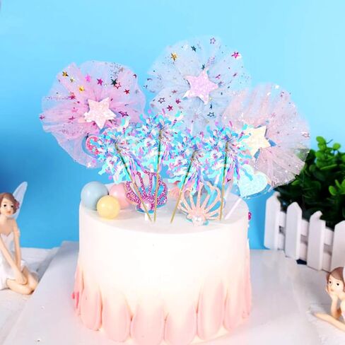 10Pcs Firework Cupcake Toppers Colorful Sequins Tassel Rain Silk Fireworks Birthday Cake Decoration Cocktail Fruit Toothpick for Birthday Wedding Graduation Party(4.89) in Saudi Arabia