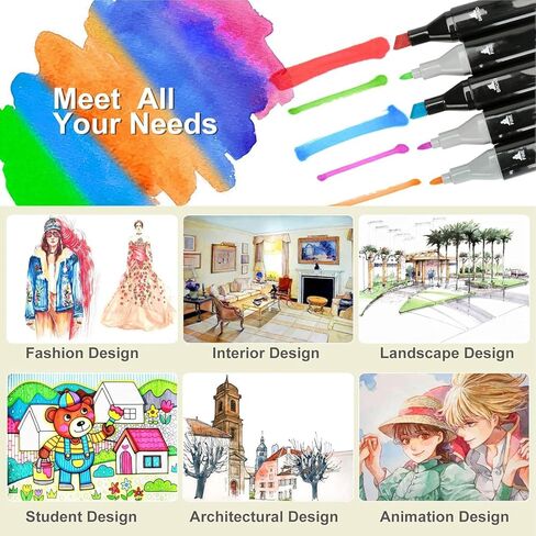 80 Colors Alcohol Markers Drawing Markers, Dual Tip Art Markers，Alcohol Markers Set for Coloring, Drawing, Sketching, Card Making, Colored Markers in Kuwait