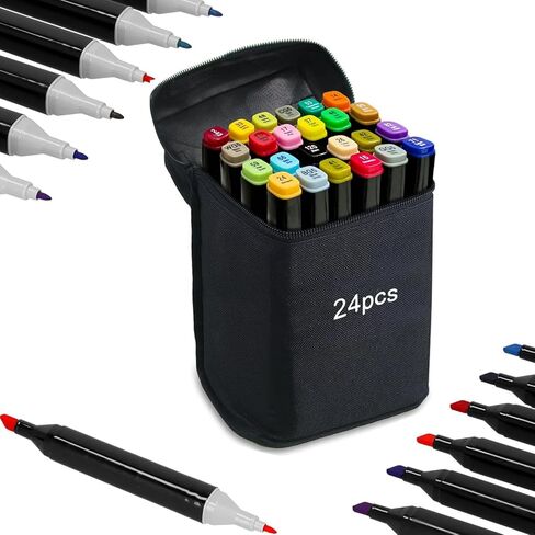 80 Colors Alcohol Markers Drawing Markers, Dual Tip Art Markers，Alcohol Markers Set for Coloring, Drawing, Sketching, Card Making, Colored Markers in Kuwait