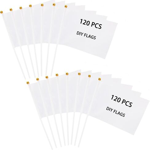 120 قطعة أعلام التسامي صغيرة فارغة الصلبة أعلام بيضاء صغيرة عادي أبيض لتقوم بها بنفسك أعلام على عصا للمسيرات حفلة عيد ميلاد لوازم الزفاف in Kuwait