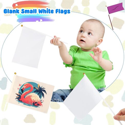 120 قطعة أعلام التسامي صغيرة فارغة الصلبة أعلام بيضاء صغيرة عادي أبيض لتقوم بها بنفسك أعلام على عصا للمسيرات حفلة عيد ميلاد لوازم الزفاف in Kuwait