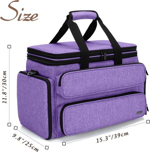 YARWO Knitting Yarn Bag, Portable Crochet Storage Tote with Double Top Cover and Yarn Holes for Knitting Needles(Up to 14"), Unfinished Projects and Skeins of Yarn, Purple in Saudi Arabia