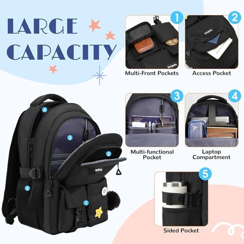 kadilong Laptop Backpack for Teen Girls,College Student Bookbag for Women Middle High School Mochila Escolares Niñas in Kuwait