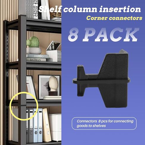 16 Pcs Post Inserts Connectors for Whalen 5 Shelf Heavy Duty Shelving Unit - PP Plastic, Injection Molded, Sturdy & Strong Support - Black, Includes 8 Post Corner Connectors and 8 Post Caps in Saudi Arabia