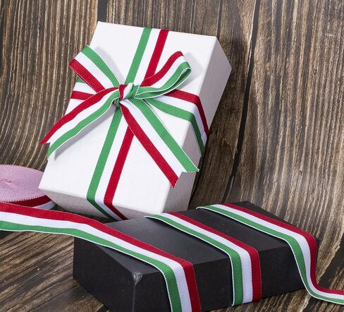 ATRBB 24 ياردة 1 بوصة أخضر/ذهبي/أصفر شريط Grosgrain شريط مزدوج الوجه من البوليستر الملون للحرف اليدوية DIY تغليف حزمة الهدايا in Saudi Arabia