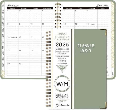 2025 planner, weekly and monthly planner, from Jan.2025 to Dec.2025, A5 (6.2'' x 8.5") With Tabs, Metal Cladding Round Corners, Ideal for School, Teacher, College, Student, Office, Dark Green in Saudi Arabia
