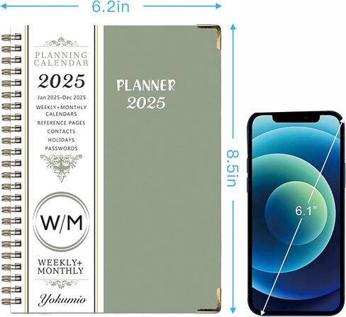 2025 planner, weekly and monthly planner, from Jan.2025 to Dec.2025, A5 (6.2'' x 8.5") With Tabs, Metal Cladding Round Corners, Ideal for School, Teacher, College, Student, Office, Dark Green in Saudi Arabia