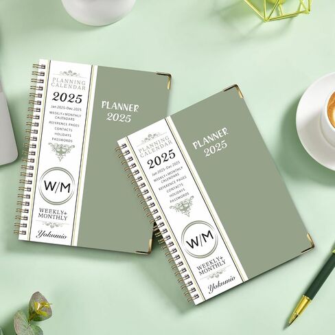 2025 planner, weekly and monthly planner, from Jan.2025 to Dec.2025, A5 (6.2'' x 8.5") With Tabs, Metal Cladding Round Corners, Ideal for School, Teacher, College, Student, Office, Dark Green in Saudi Arabia