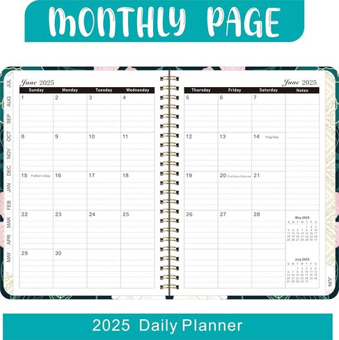2025 planner, weekly and monthly planner, from Jan.2025 to Dec.2025, A5 (6.2'' x 8.5") With Tabs, Metal Cladding Round Corners, Ideal for School, Teacher, College, Student, Office, Dark Green in Saudi Arabia