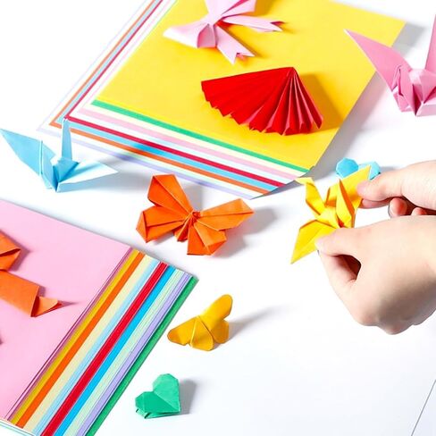 Origami Paper 100 Sheets, 20x20 cm/8 Inch Large Origami Paper Double Sided(70gsm), 20 Colors Square Origami Paper for Kids DIY School Arts Crafts Projects Children Adults in Saudi Arabia