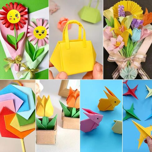 Origami Paper 100 Sheets, 20x20 cm/8 Inch Large Origami Paper Double Sided(70gsm), 20 Colors Square Origami Paper for Kids DIY School Arts Crafts Projects Children Adults in Saudi Arabia