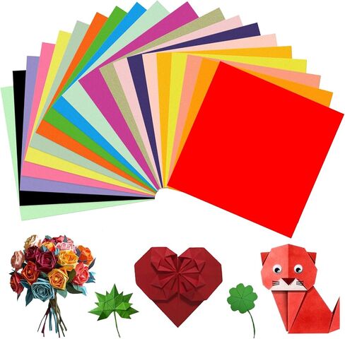 Origami Paper 100 Sheets, 20x20 cm/8 Inch Large Origami Paper Double Sided(70gsm), 20 Colors Square Origami Paper for Kids DIY School Arts Crafts Projects Children Adults in Saudi Arabia